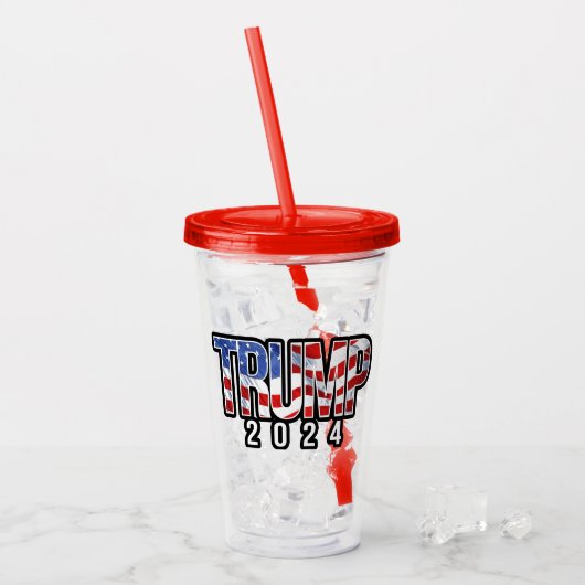 Trump 2024 zwaaien vlag acryl drinkbeker (Voorkant ijs)