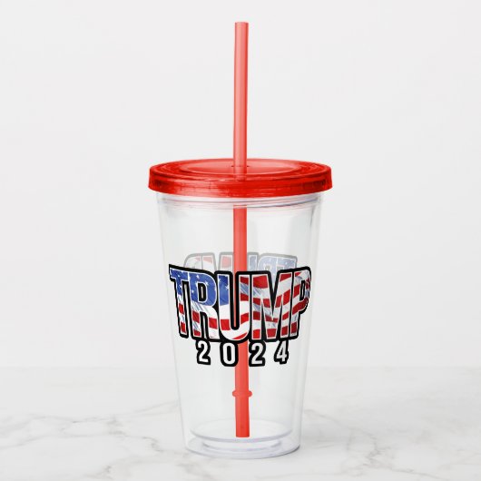 Trump 2024 zwaaien vlag acryl drinkbeker (Voorkant)