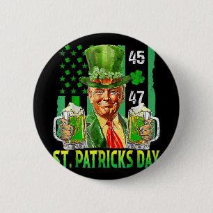 Trump 2025 Amerikaanse vlag St. Patricks Day Ronde Button 5,7 Cm