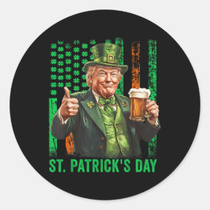 Trump 2025 Amerikaanse vlag  St. Patricks Day Ronde Sticker