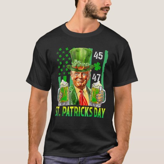 Trump 2025 Amerikaanse vlag  St Patrick's Day T-shirt (Voorkant)