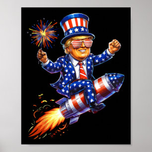 Trump 2025 Gelukkig 4 juli Trump Amerikaanse Vlag  Poster