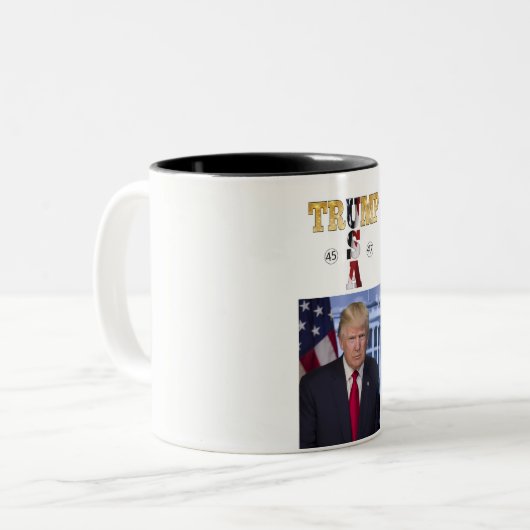 Trump 2025 Gouden Portret Mok ☕ USA 45 47 (Voorkant links)
