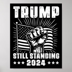 Trump 2025 Nog Staande Amerikaanse Vlag Donald Tru Poster