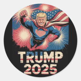 Trump 2025: Patriottisch eerbetoon aan superhelden Ronde Sticker
