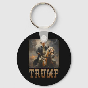 Trump 2025 President Cowboy Paardrijden Paard West Sleutelhanger