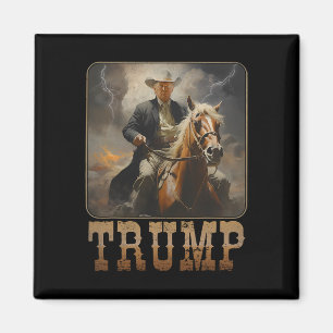 Trump 2025 President Cowboy Paardrijden Westers U Magneet