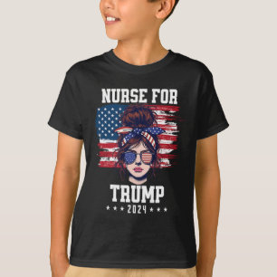Trump 2025 Verpleegster Rommelige Knot Amerika Vla T-shirt