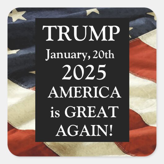 TRUMP 2025 VIERKANTE STICKER (Voorkant)
