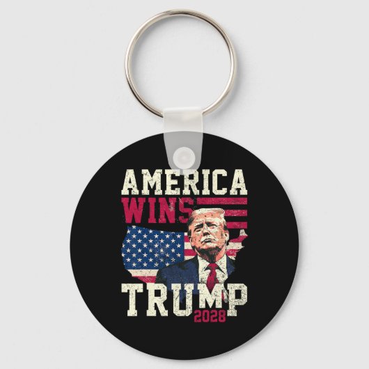 Trump 2028 Amerika Wint Sleutelhanger (Voorkant)
