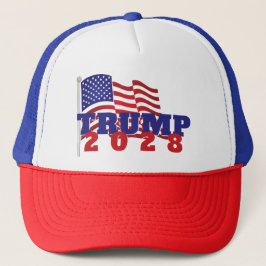 Trump 2028 met Amerikaanse vlag Trucker Pet