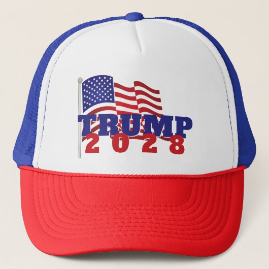 Trump 2028 met Amerikaanse vlag Trucker Pet (Voorkant)