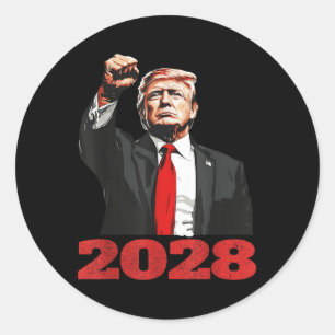 Trump 2028 Shirt stemming Donald Trump 28 Ronde Sticker