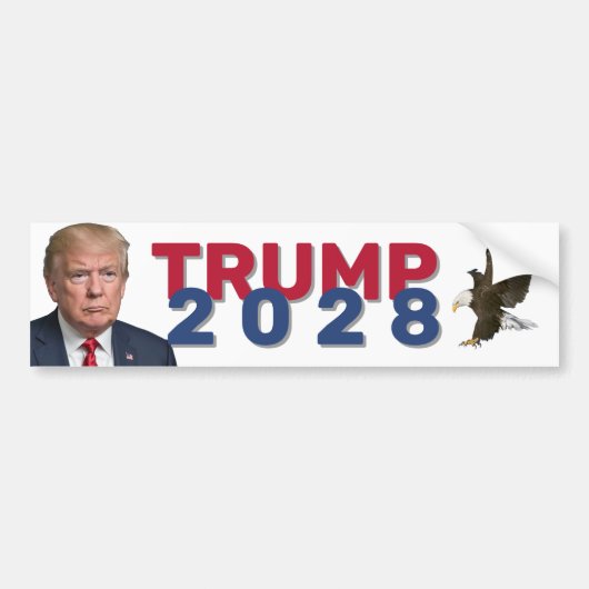 Trump 2028-tekst met Bald Eagle Bumpersticker (Voorkant)