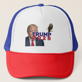 Trump 2028-tekst met Bald Eagle Trucker Pet