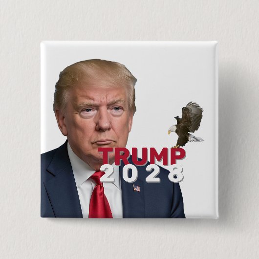 Trump 2028-tekst met Bald Eagle Vierkante Button 5,1 Cm (Voorkant)