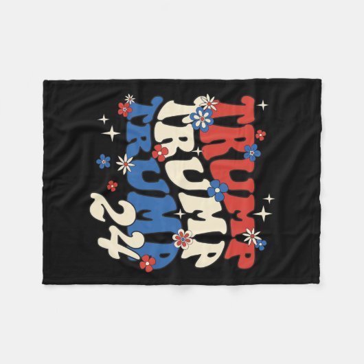 Trump 24 2024 Groovy Retro Fleece Deken (Voorkant (Horizontaal))