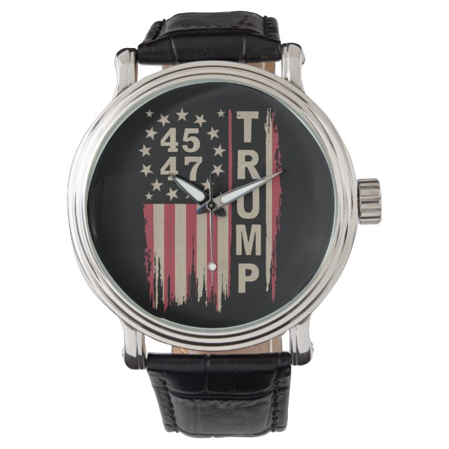 Trump 45 47  Amerikaanse vlag Horloge (Voorkant)