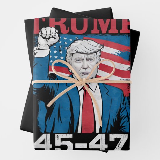 Trump 45 47  Amerikaanse vlag Inpakpapier Vel (In situ)