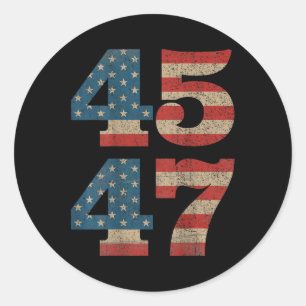Trump 45 47  Amerikaanse vlag Retro 4547 Ronde Sticker