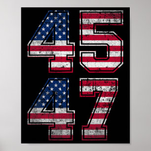Trump 45 47 Amerikaanse vlag Retro 4547 Trump Poster