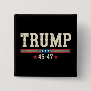 Trump 45 47 Amerikaanse Vlag Retro Vintage Vierkante Button 5,1 Cm