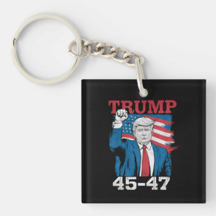 Trump 45 47  Amerikaanse vlag Sleutelhanger
