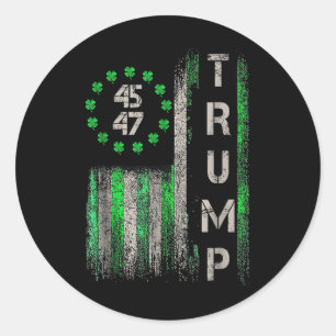 Trump 45 47 Amerikaanse vlag St. Patricks Day Ronde Sticker