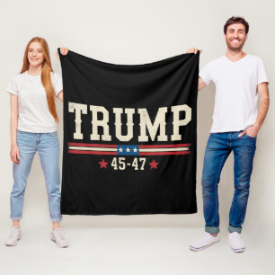 Trump 45 47 Amerikaanse Vlag VS Retro Vintage Fleece Deken