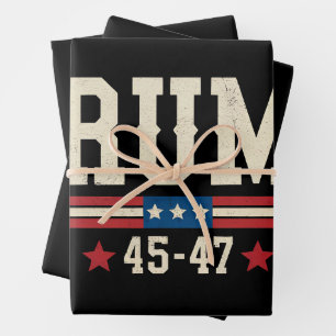 Trump 45 47 Amerikaanse Vlag VS Retro Vintage Inpakpapier Vel