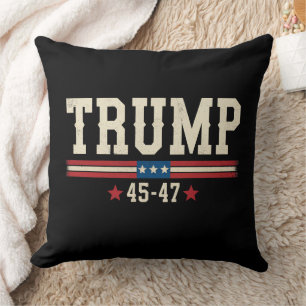 Trump 45 47 Amerikaanse Vlag VS Retro Vintage Kussen
