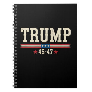 Trump 45 47 Amerikaanse Vlag VS Retro Vintage Notitieboek