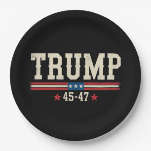 Trump 45 47 Amerikaanse Vlag VS Retro Vintage Papieren Bordje