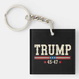 Trump 45 47 Amerikaanse Vlag VS Retro Vintage Sleutelhanger
