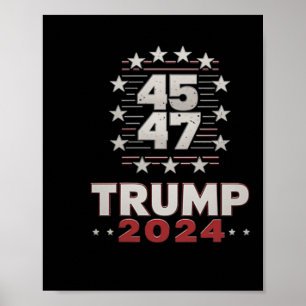 Trump 45 47 Je hebt opnieuw de vlag van de VS van  Poster