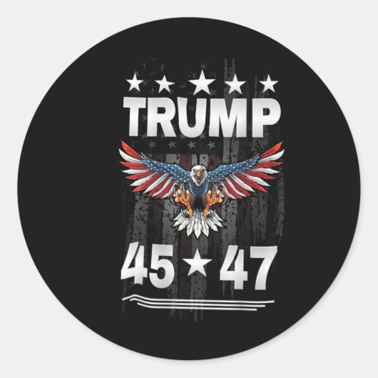 Trump 45 47 (op de achterkant) ronde sticker (Voorkant)