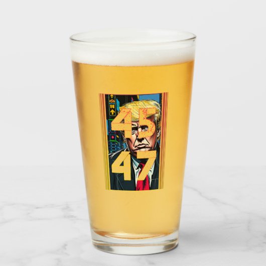 Trump 45 47 Pop Kunstportret Glas (Voorkant gevuld)