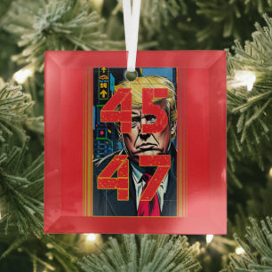 Trump 45 47 Pop Kunstportret Glas Ornament