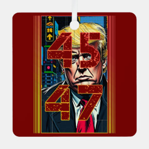 Trump 45 47 Pop Kunstportret Metalen Ornament