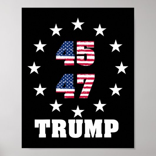Trump 45 47 President Amerikaanse vlag 2024 2025 W Poster (Voorkant)