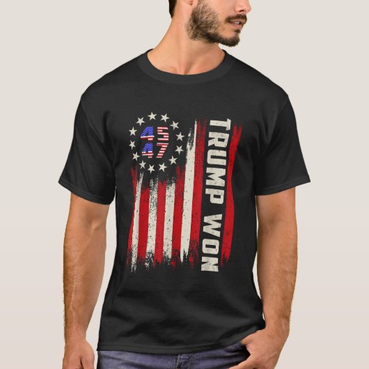  Trump 45 47 President Amerikaanse vlag T-shirt (Voorkant)