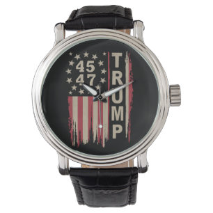 Trump 45 47 Retro Oude Amerika USA Vlag Horloge