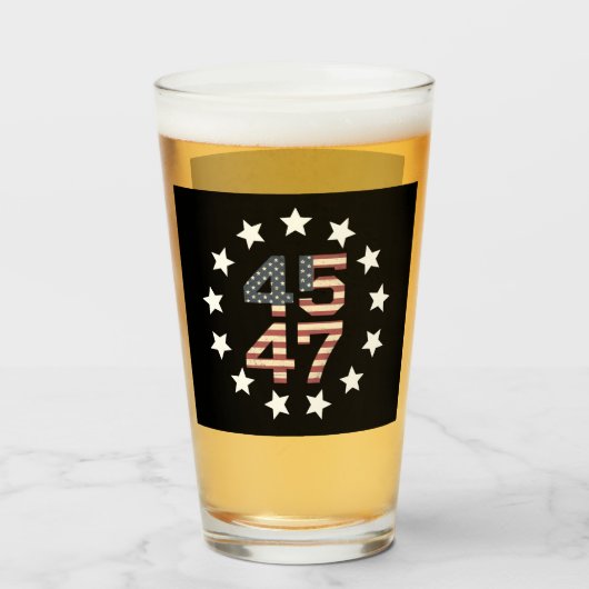 Trump 45 47 sterren  Amerikaanse vlag Glas (Voorkant gevuld)