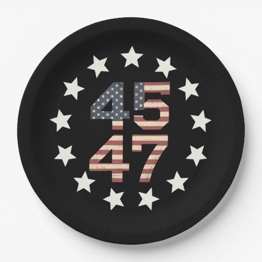 Trump 45 47 sterren Amerikaanse vlag Papieren Bordje (Voorkant)