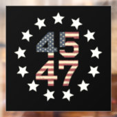 Trump 45 47 sterren  Amerikaanse vlag Raamsticker (Vel 2)