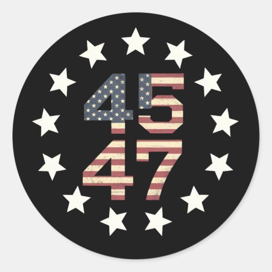 Trump 45 47 sterren  Amerikaanse vlag Ronde Sticker (Voorkant)