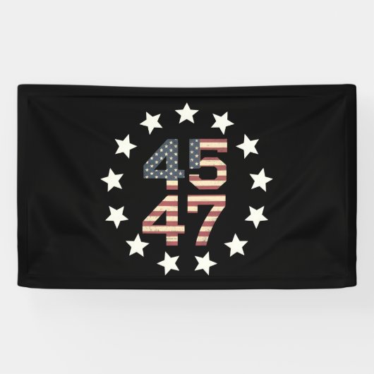 Trump 45 47 sterren  Amerikaanse vlag Spandoek (Horizontaal)