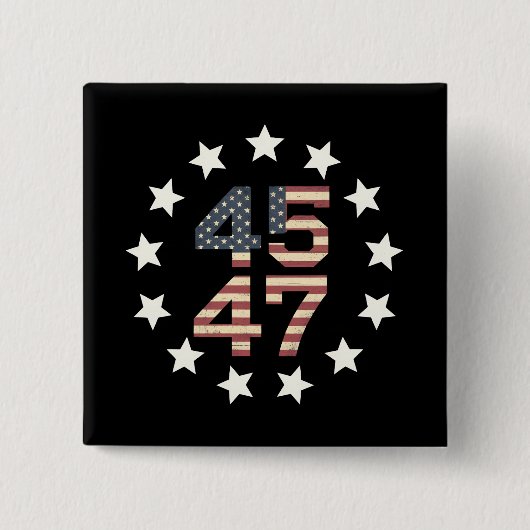 Trump 45 47 sterren  Amerikaanse vlag Vierkante Button 5,1 Cm (Voorkant)