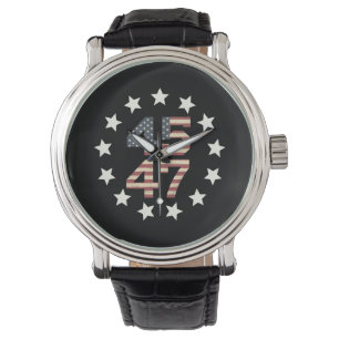 Trump 45 47 sterren vintage USA Amerikaanse vlag Horloge