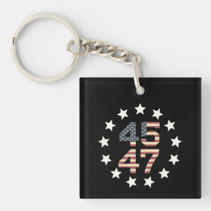 Trump 45 47 sterren vintage USA Amerikaanse vlag Sleutelhanger